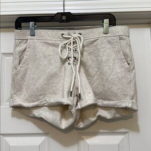 Aerie / Oat Lace Up Waist Shorts Soft Fleece Lounge Beach Size M